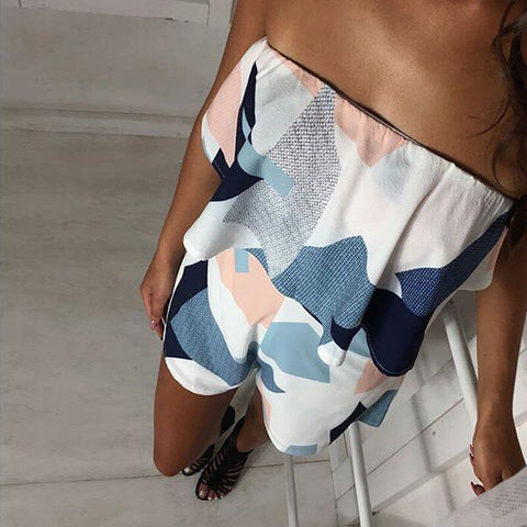 2020 Summer Women Jumpsuit Slash Neck Striped Ruffle Floral  Print Playsuit Femme Sexy Ladies Boho Beach Rompers Bodysuit